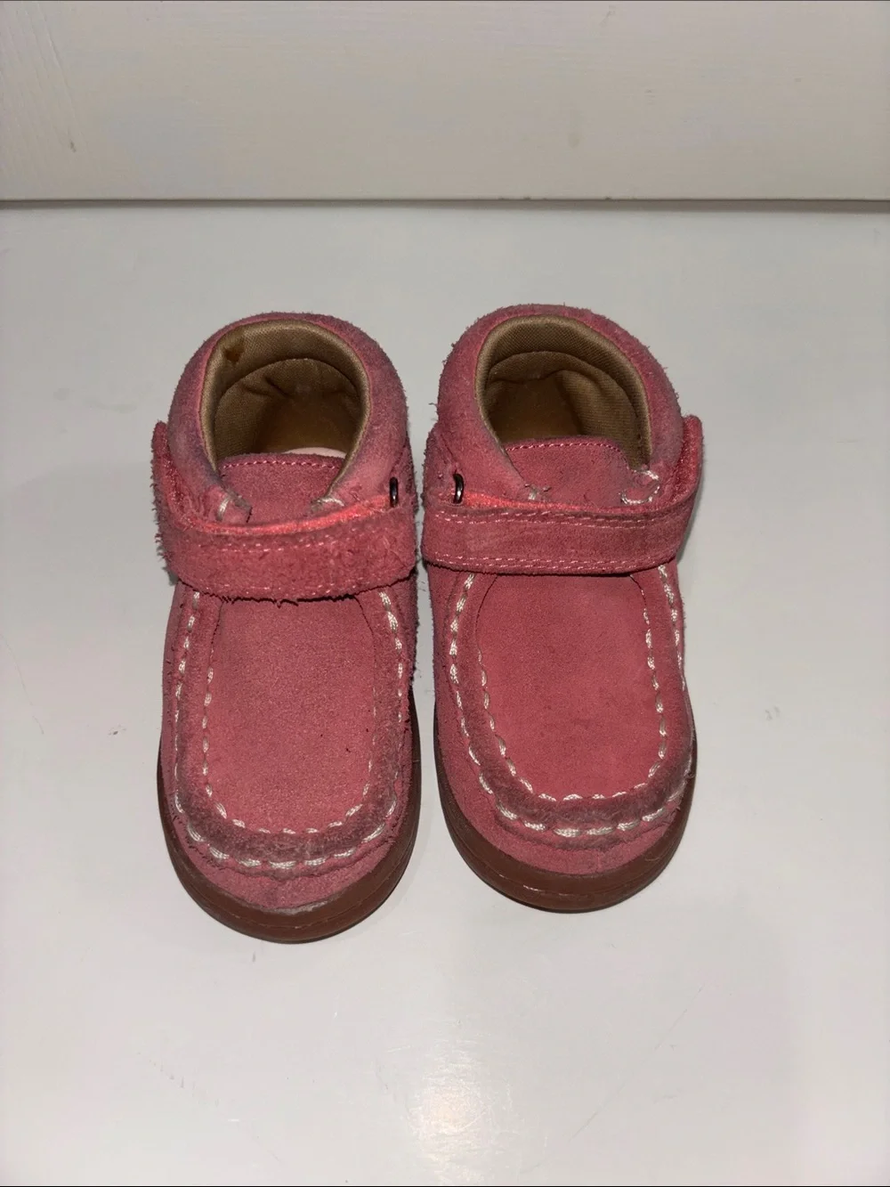 Hanna Andersson Pink Suede Hook & Loop Moccasins